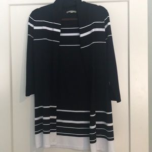Navy blue and white stripe long cardigan